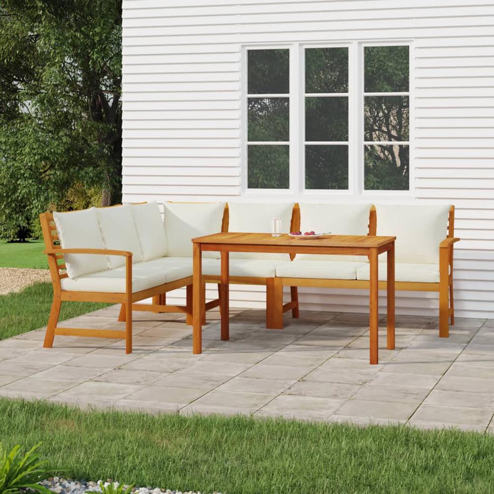 5 Piece Patio Dining Set with Cushions Solid Wood Acacia. Picture 12