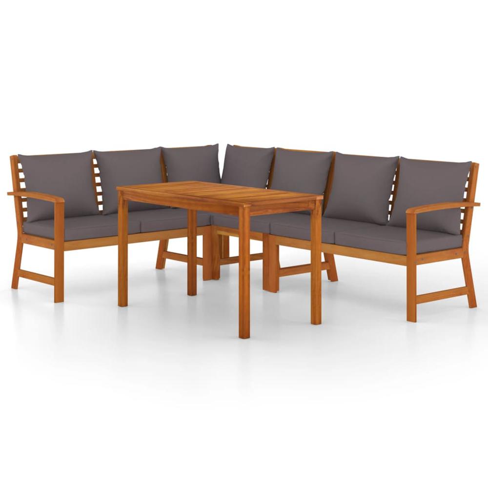 5 Piece Patio Dining Set with Cushions Solid Wood Acacia. Picture 1