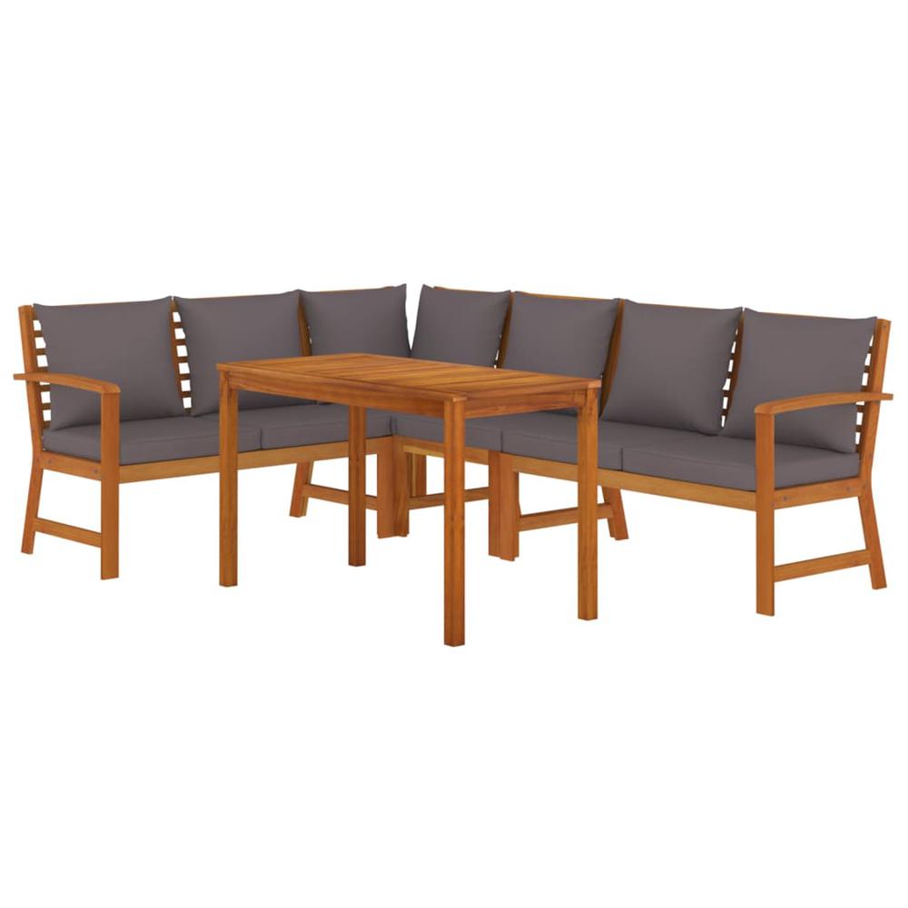 5 Piece Patio Dining Set with Cushions Solid Wood Acacia. Picture 2