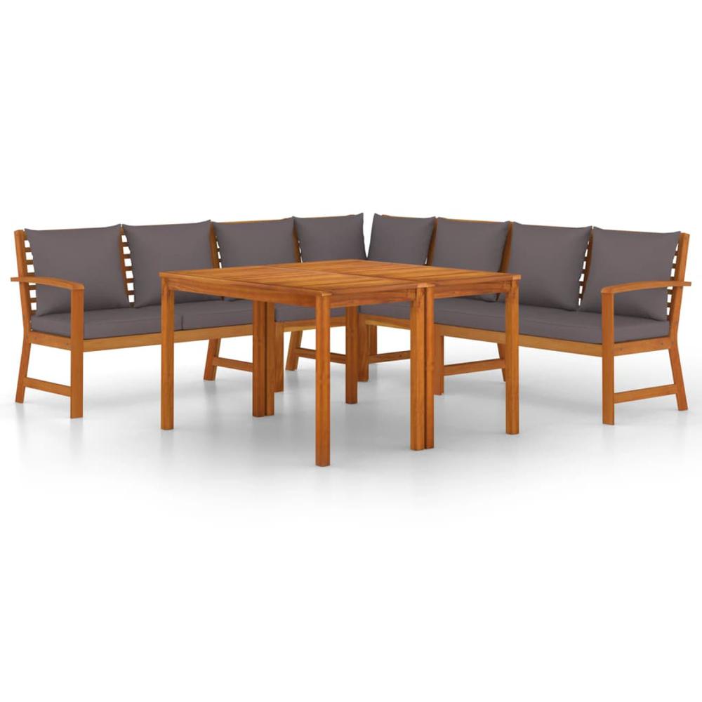 7 Piece Patio Dining Set with Cushions Solid Wood Acacia. Picture 1