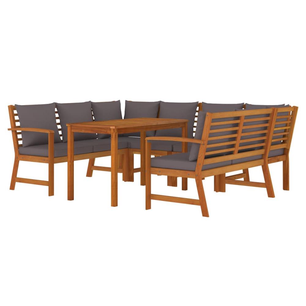 7 Piece Patio Dining Set with Cushions Solid Wood Acacia. Picture 2