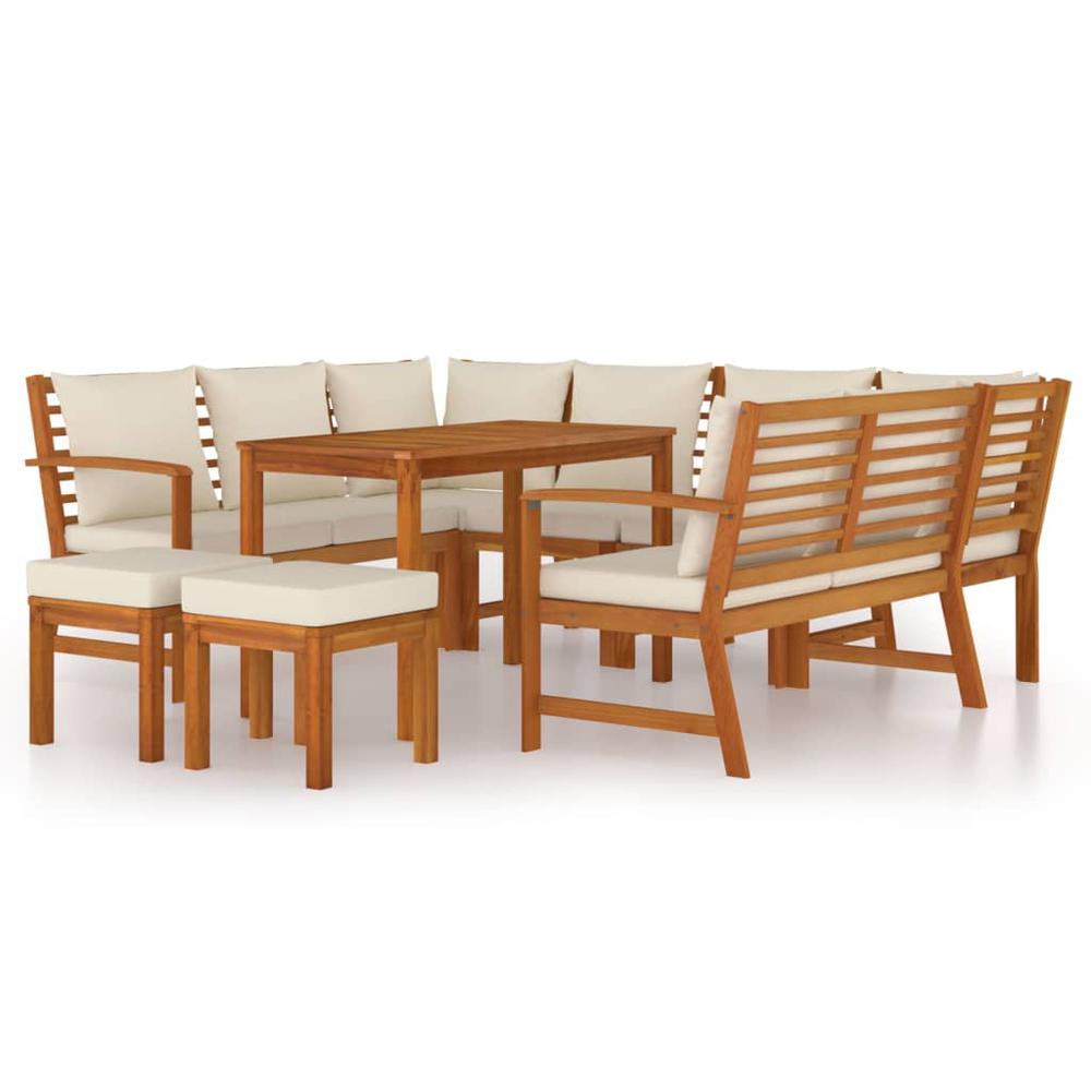 9 Piece Patio Dining Set with Cushions Solid Wood Acacia. Picture 1