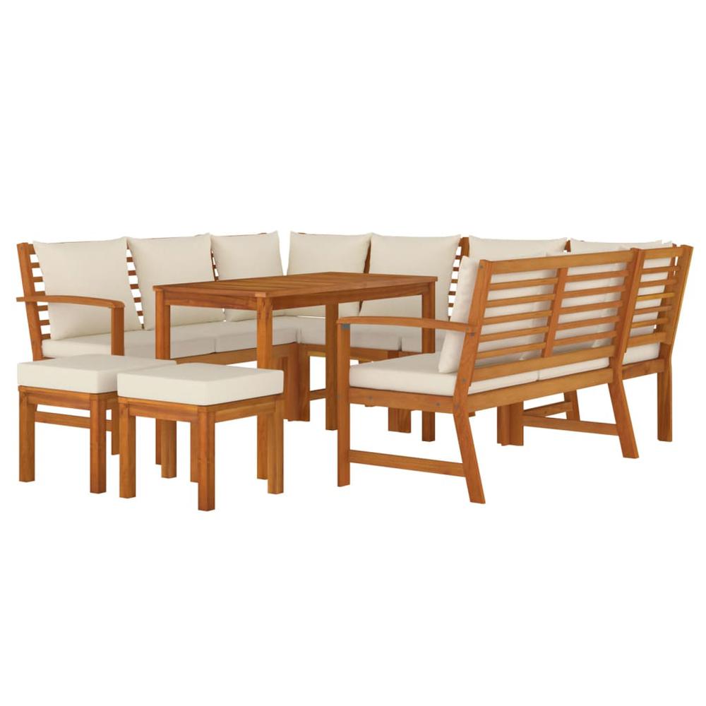 9 Piece Patio Dining Set with Cushions Solid Wood Acacia. Picture 2