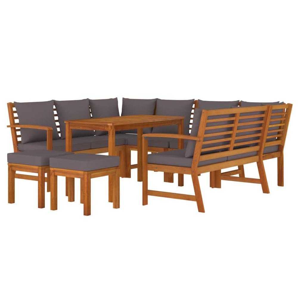 9 Piece Patio Dining Set with Cushions Solid Wood Acacia. Picture 2