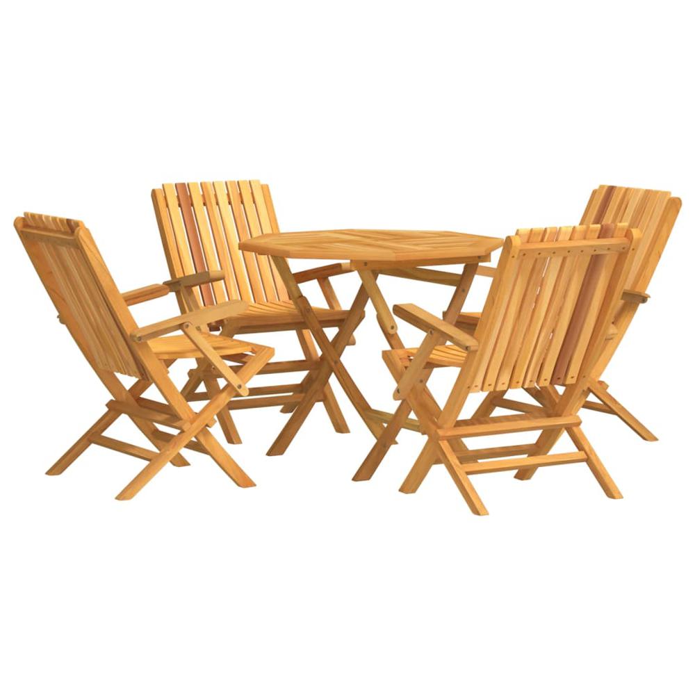 5 Piece Patio Dining Set Solid Wood Teak. Picture 1