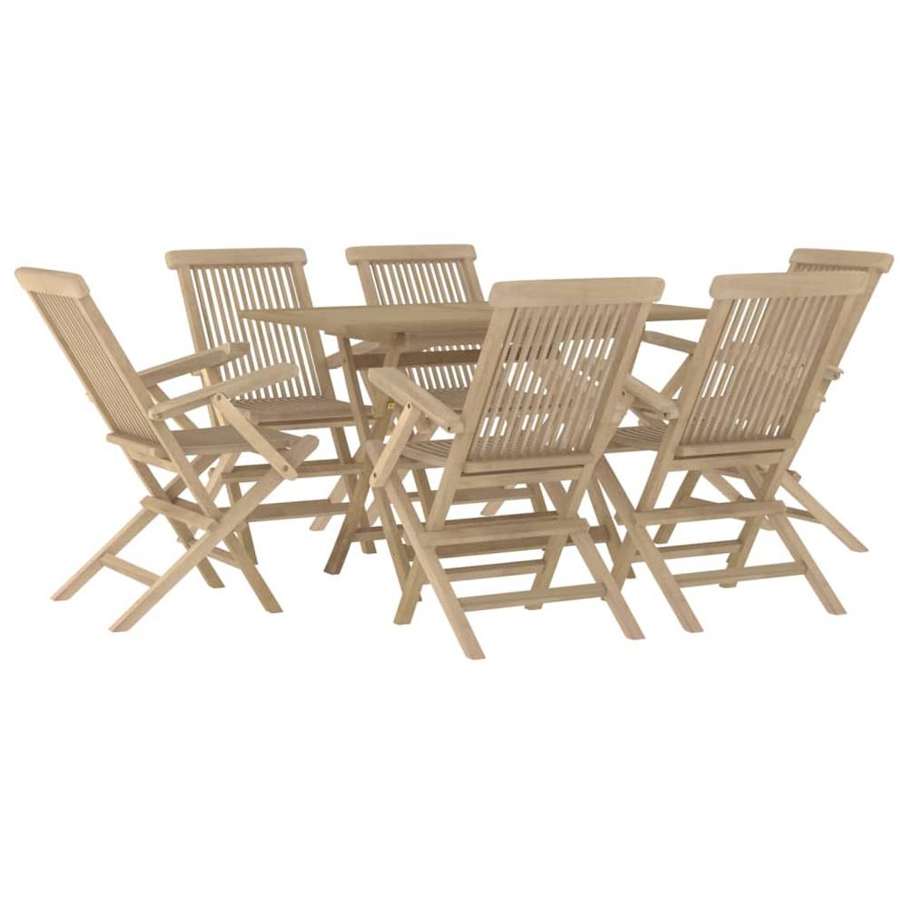 7 Piece Patio Dining Set Gray Solid Wood Teak. Picture 2