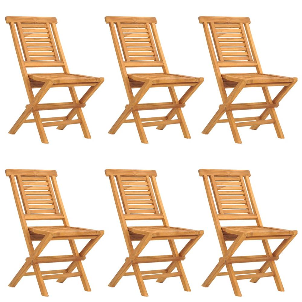 Folding Patio Chairs 6 pcs 18.5"x24.8"x35.4" Solid Wood Teak. Picture 1