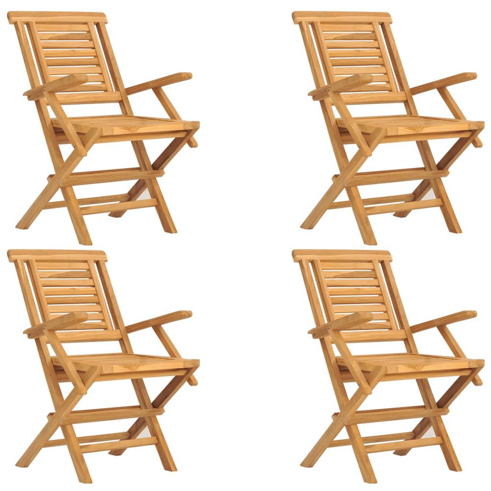 Folding Patio Chairs 4 pcs 22"x24.8"x35.4" Solid Wood Teak. Picture 1