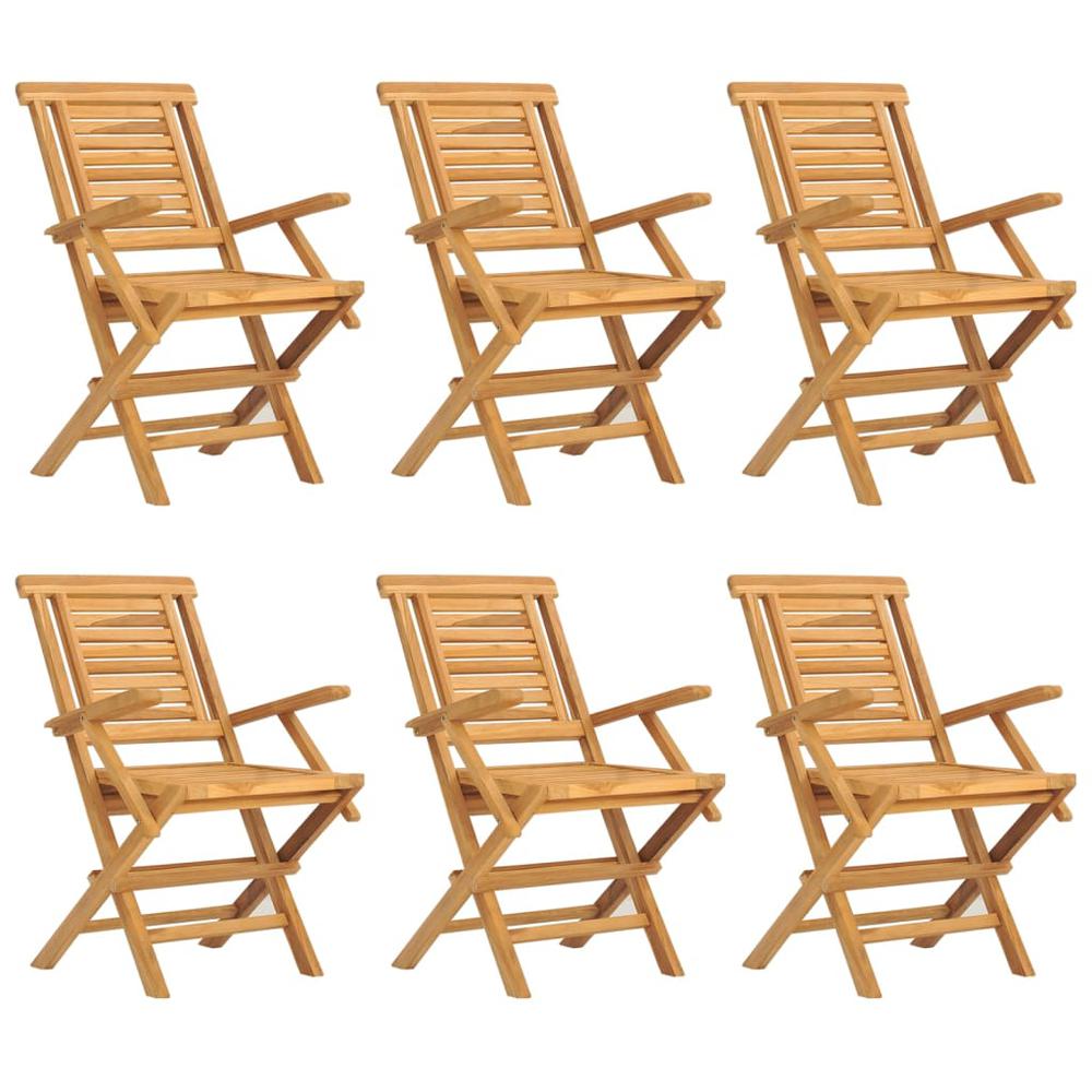 Folding Patio Chairs 6 pcs 22"x24.8"x35.4" Solid Wood Teak. Picture 1