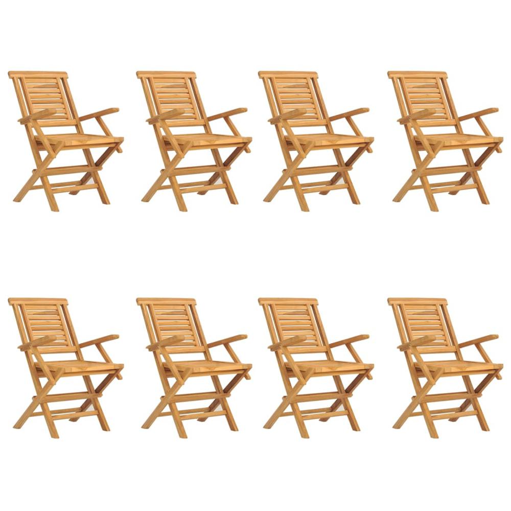 Folding Patio Chairs 8 pcs 22"x24.8"x35.4" Solid Wood Teak. Picture 1