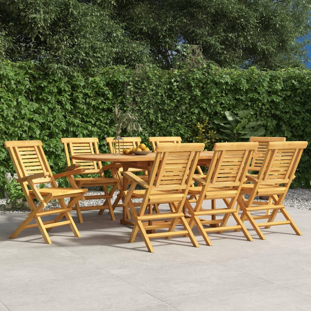 Folding Patio Chairs 8 pcs 22"x24.8"x35.4" Solid Wood Teak. Picture 5