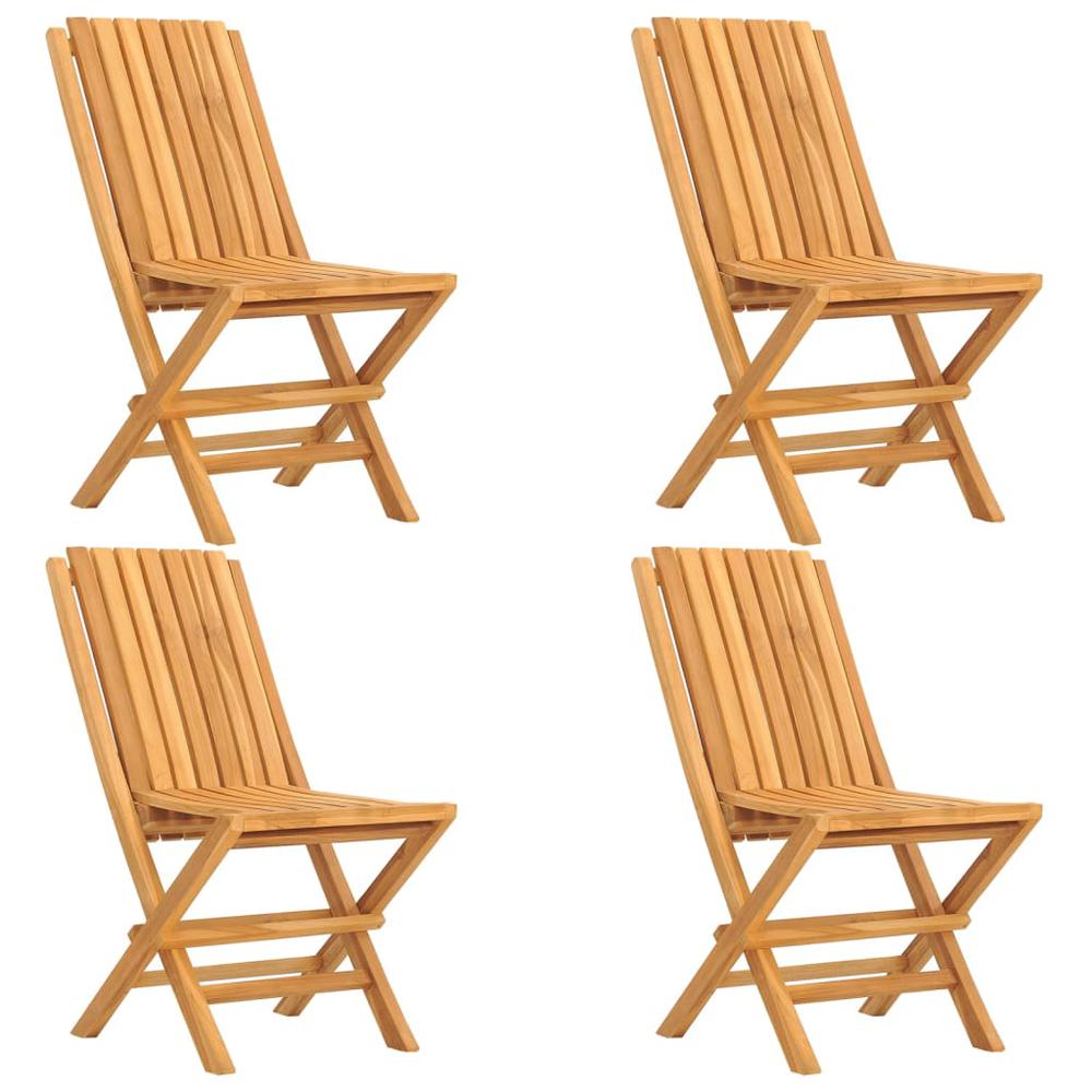 Folding Patio Chairs 4 pcs 18.5"x18.5"x35" Solid Wood Teak. Picture 1