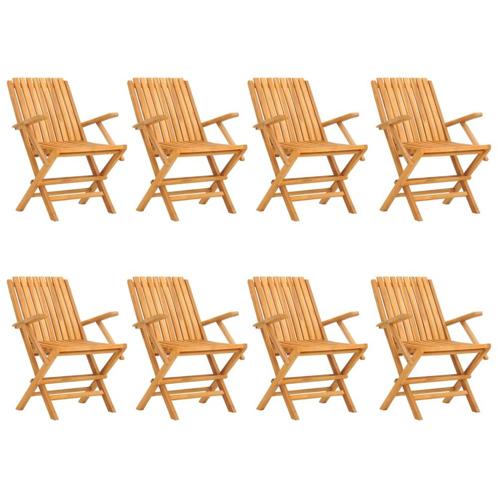 Folding Patio Chairs 8 pcs 24"x26.4"x35.4" Solid Wood Teak. Picture 1