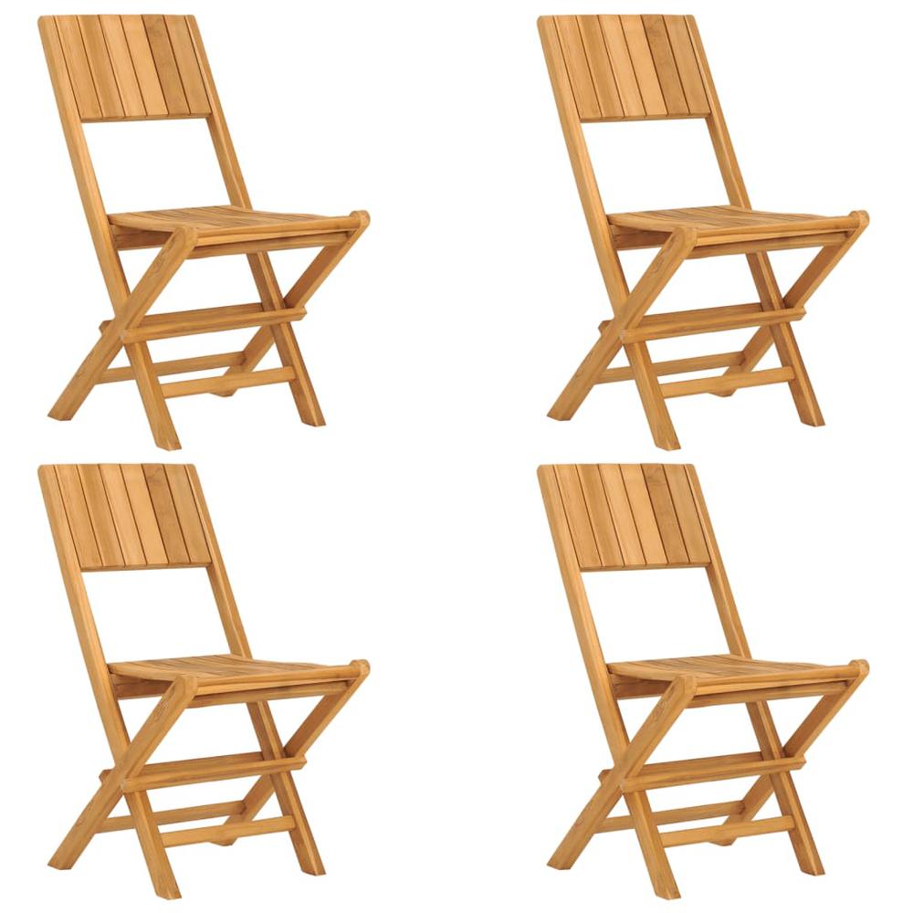 Folding Patio Chairs 4 pcs 18.5"x24"x35.4" Solid Wood Teak. Picture 1
