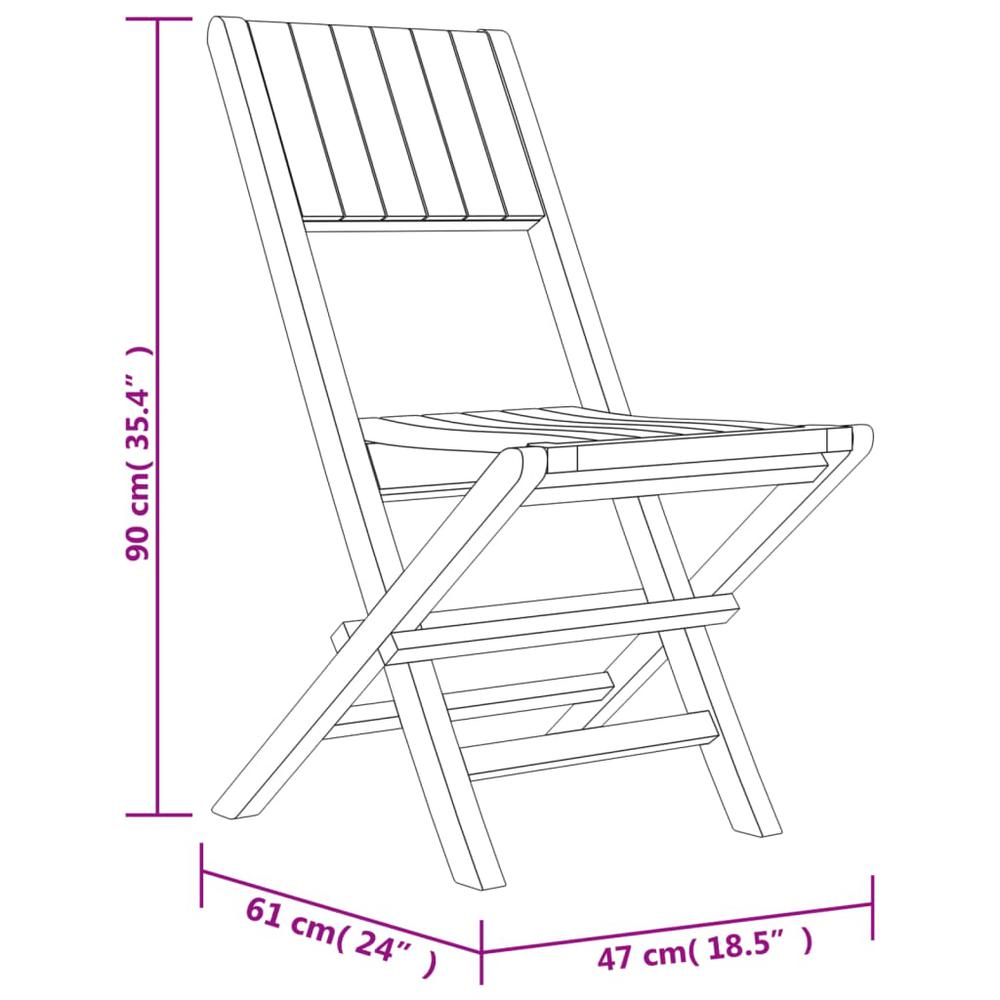 Folding Patio Chairs 4 pcs 18.5"x24"x35.4" Solid Wood Teak. Picture 4