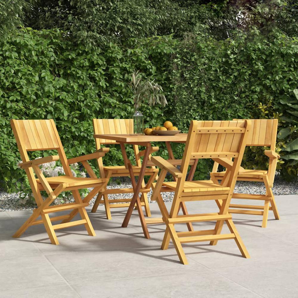 Folding Patio Chairs 4 pcs 21.7"x24"x35.4" Solid Wood Teak. Picture 5