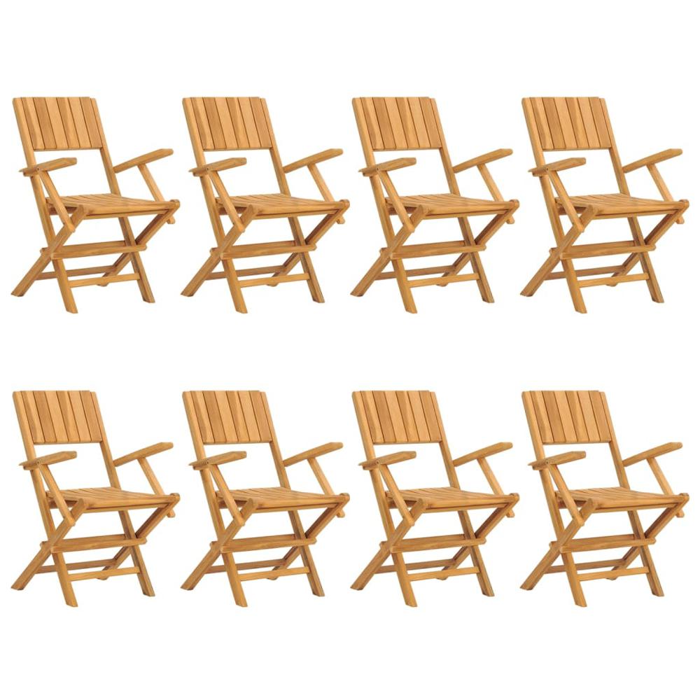 Folding Patio Chairs 8 pcs 21.7"x24"x35.4" Solid Wood Teak. Picture 1