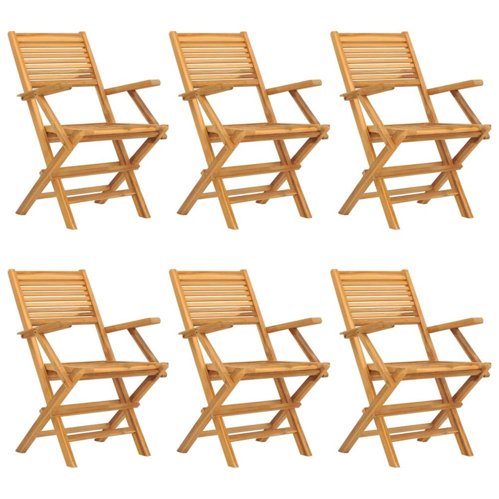 Folding Patio Chairs 6 pcs 21.7"x24.4"x35.4" Solid Wood Teak. Picture 1