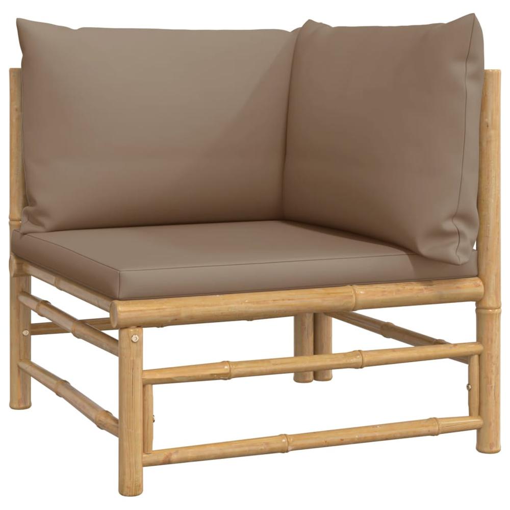 7 Piece Patio Lounge Set with Taupe Cushions Bamboo. Picture 4