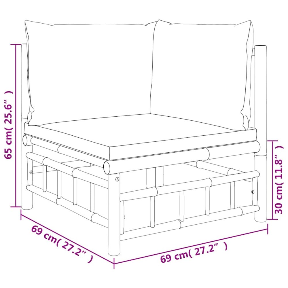 6 Piece Patio Lounge Set with Dark Gray Cushions Bamboo. Picture 7