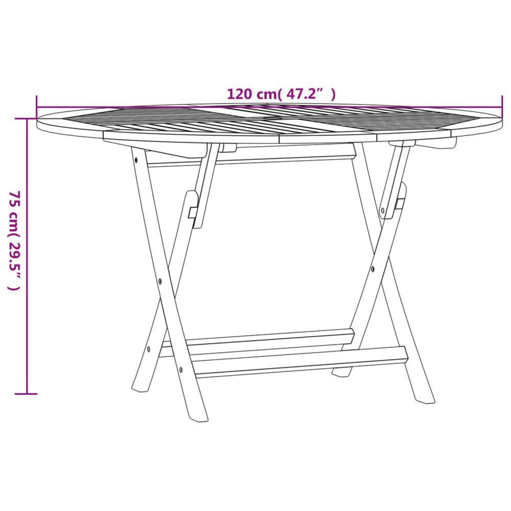 Folding Patio Table Ã˜ 47.2"x29.5" Solid Wood Teak. Picture 7