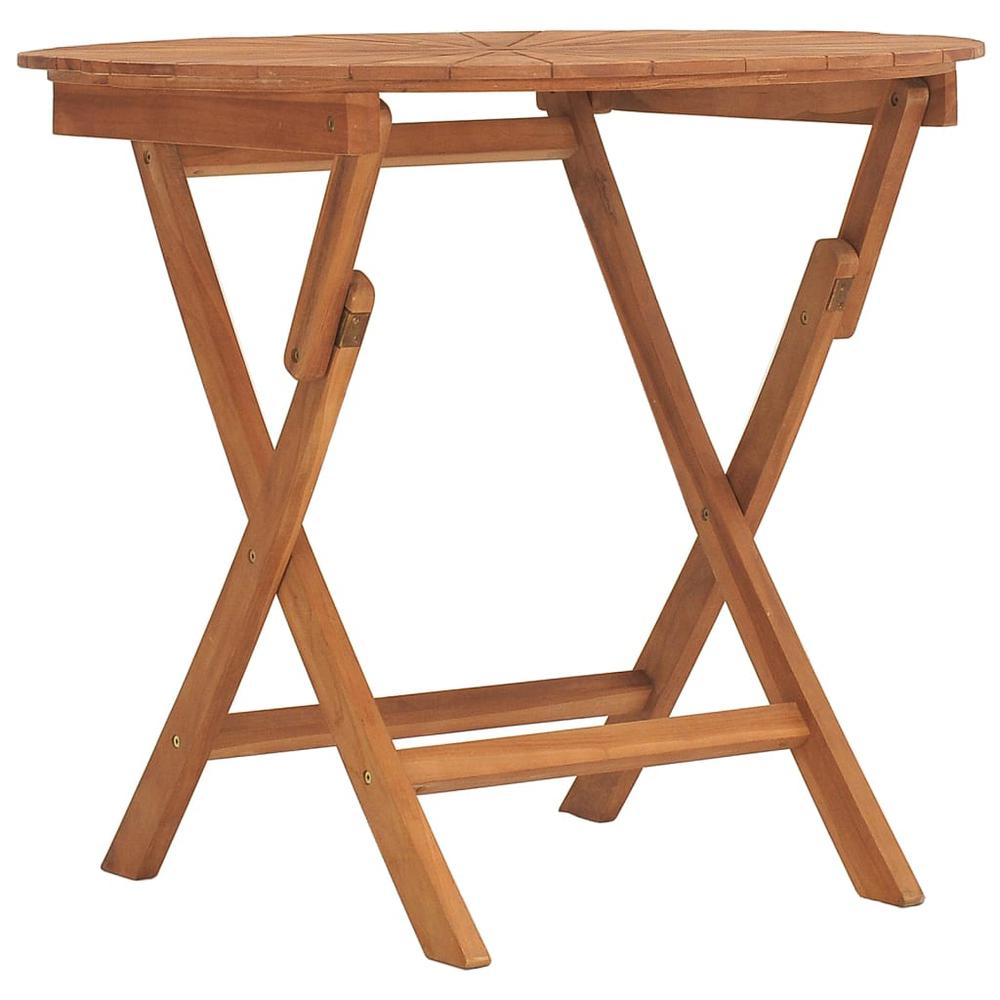 Folding Patio Table Ã˜ 33.5"x29.5" Solid Wood Teak. Picture 1