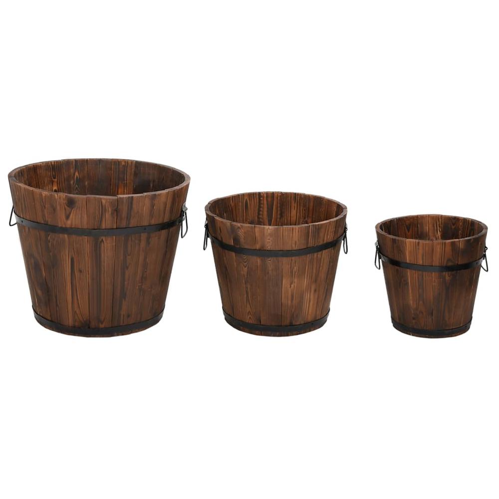 3 Piece Wooden Bucket Planter Set Solid Wood Fir. Picture 1