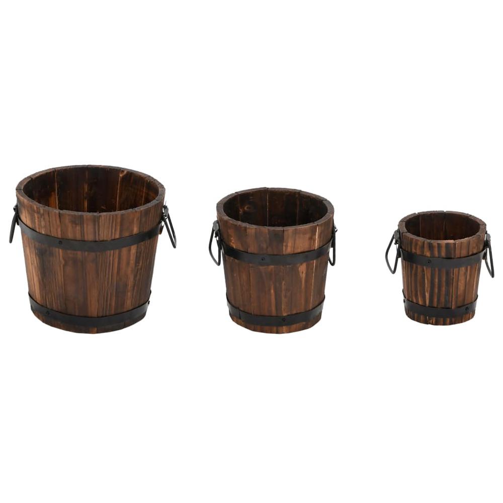 3 Piece Wooden Bucket Planter Set Solid Wood Fir. Picture 1
