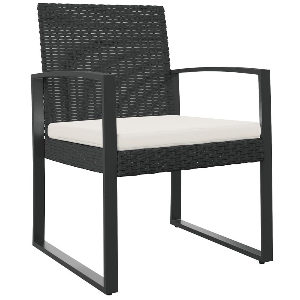 Patio Dining Chairs 2 pcs Black PP Rattan. Picture 1