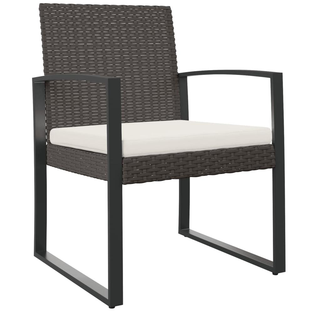 Patio Dining Chairs 2 pcs Brown PP Rattan. Picture 1
