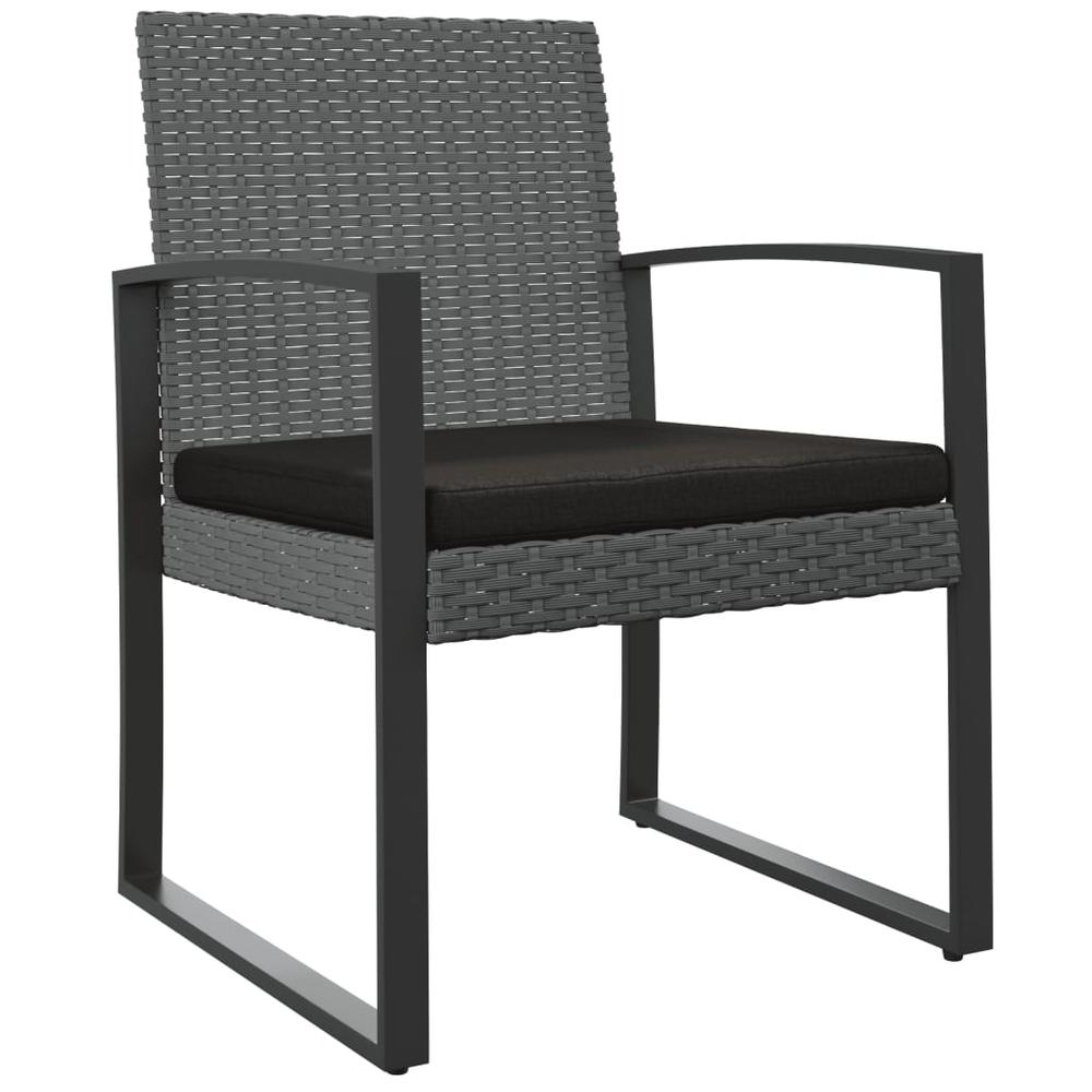 Patio Dining Chairs 2 pcs Dark Gray PP Rattan. Picture 1