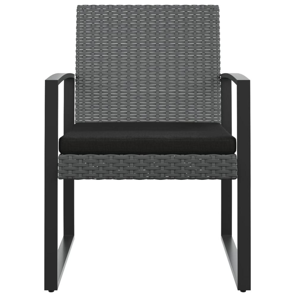 Patio Dining Chairs 2 pcs Dark Gray PP Rattan. Picture 2