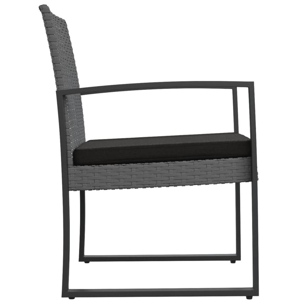 Patio Dining Chairs 2 pcs Dark Gray PP Rattan. Picture 3