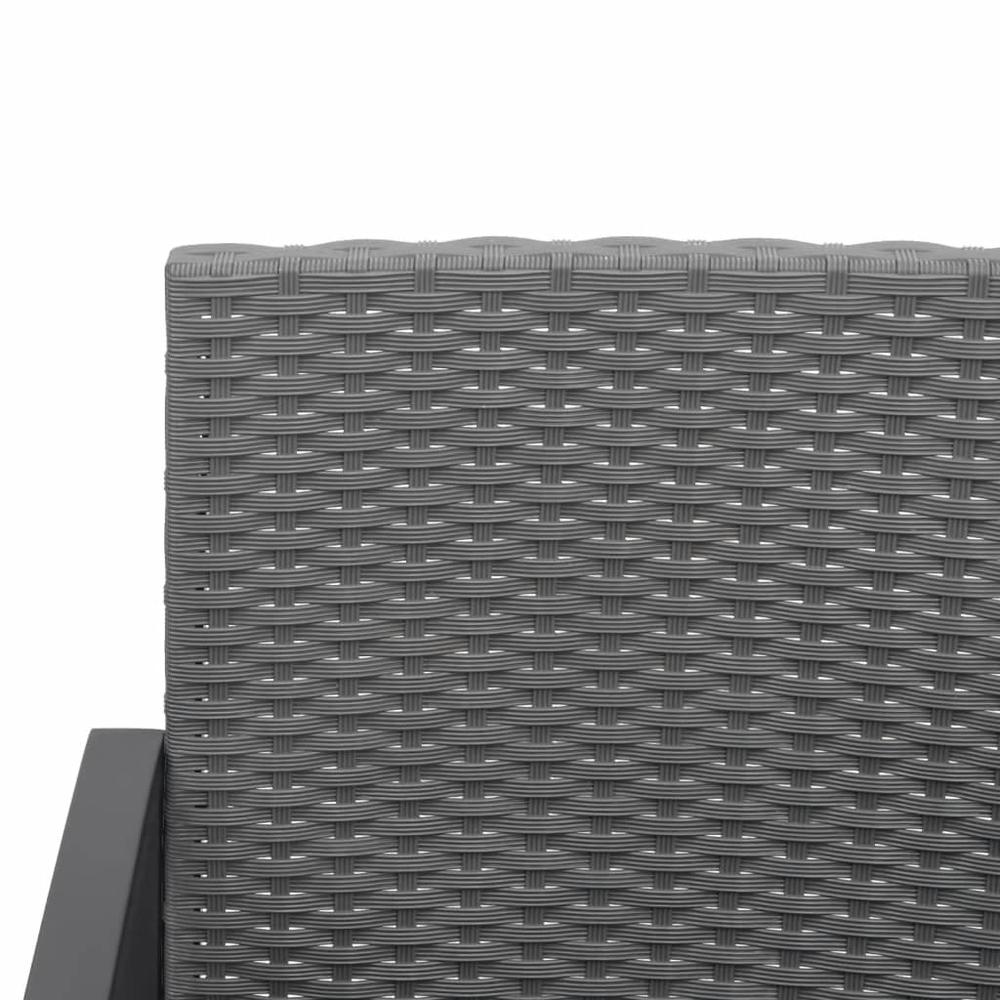 Patio Dining Chairs 2 pcs Dark Gray PP Rattan. Picture 5