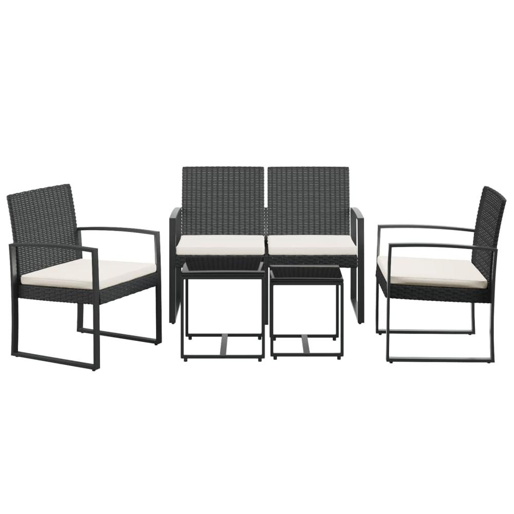 5 piece Patio Dining Set with Cushions Black PP Rattan. Picture 2