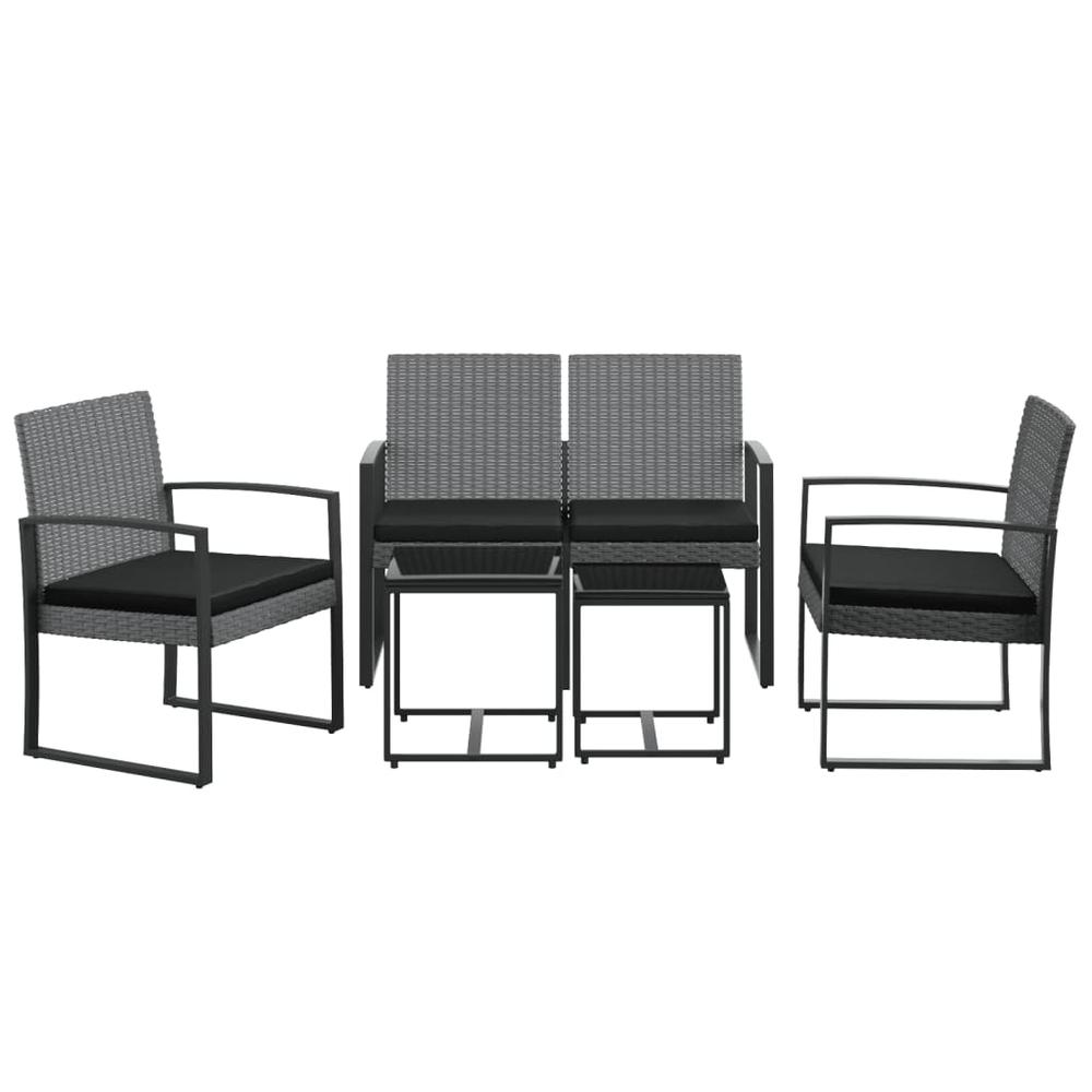 5 piece Patio Dining Set with Cushions Dark Gray PP Rattan. Picture 2
