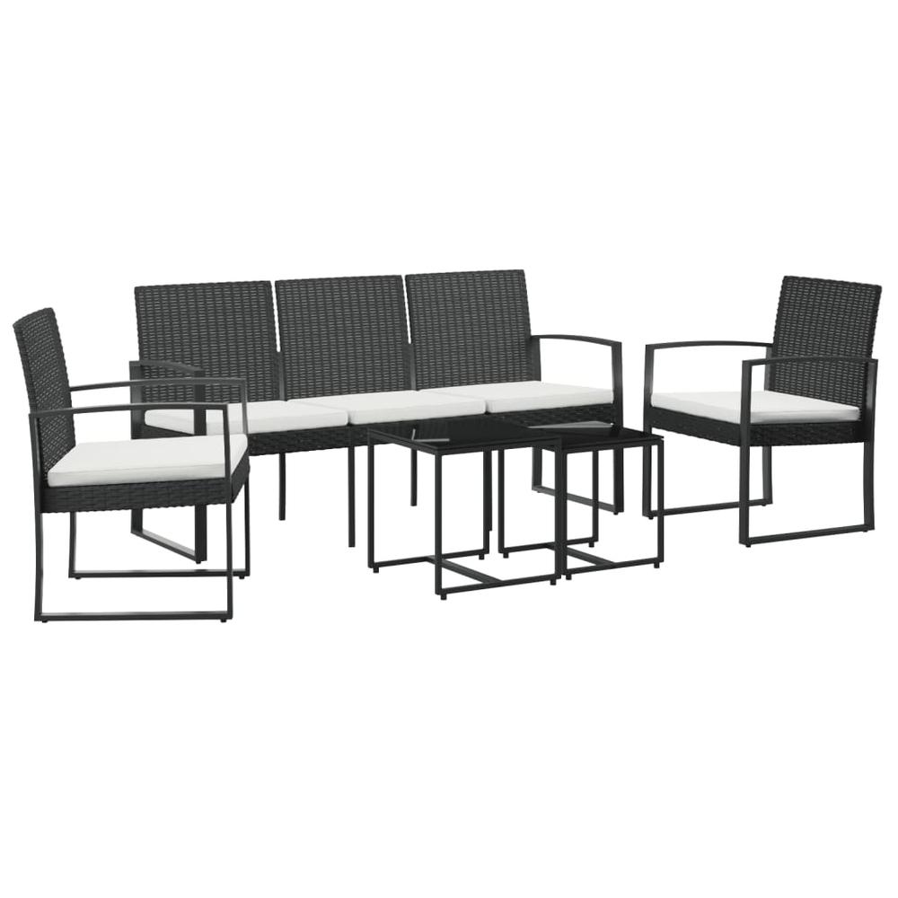 5 piece Patio Dining Set with Cushions Black PP Rattan. Picture 1
