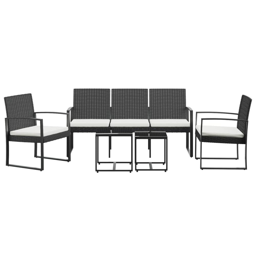 5 piece Patio Dining Set with Cushions Black PP Rattan. Picture 2