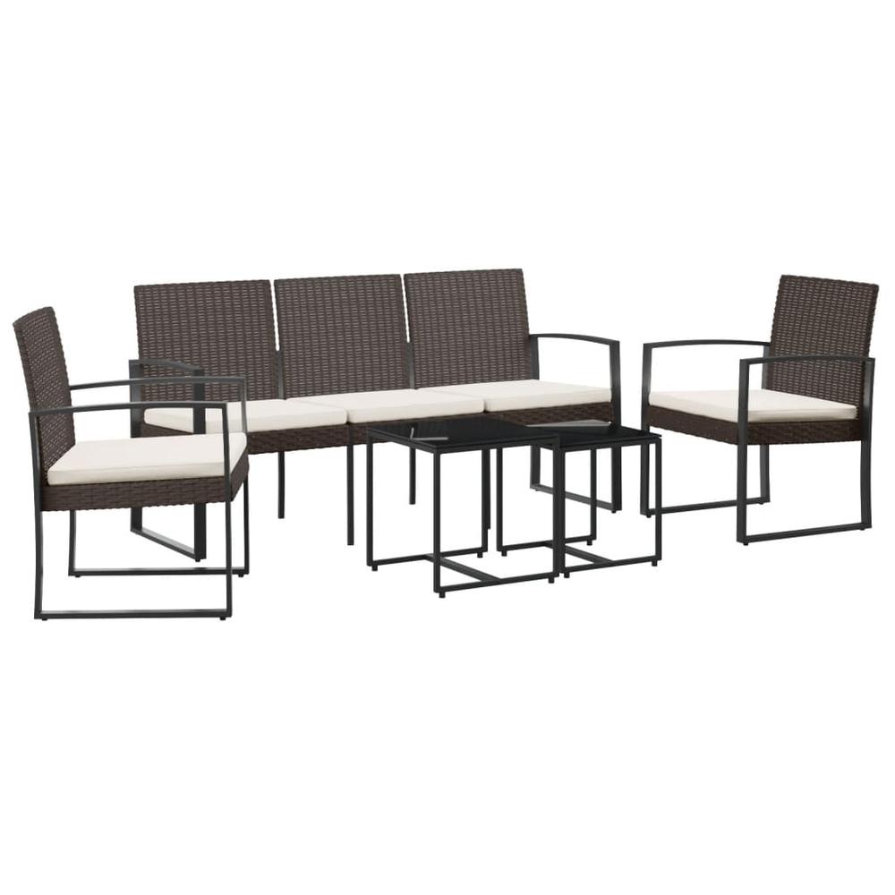 5 piece Patio Dining Set with Cushions Brown PP Rattan. Picture 1