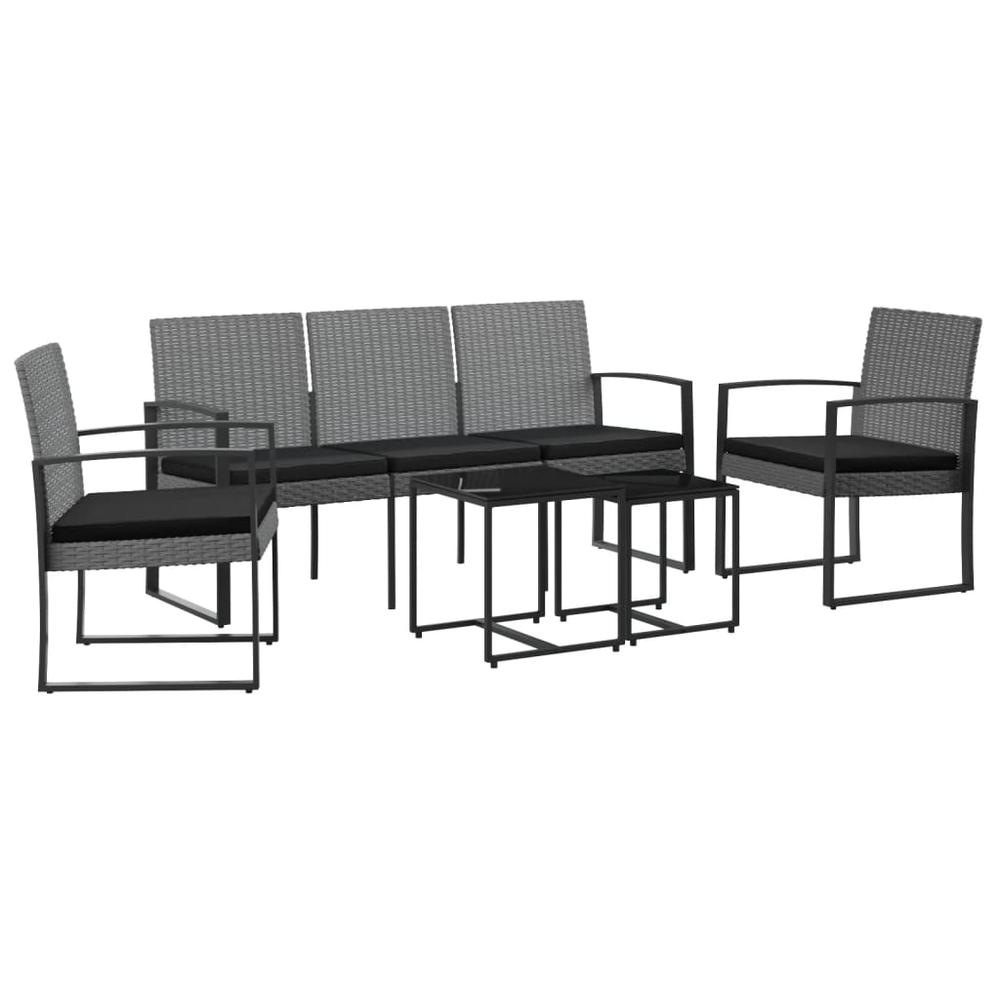 5 piece Patio Dining Set with Cushions Dark Gray PP Rattan. Picture 1