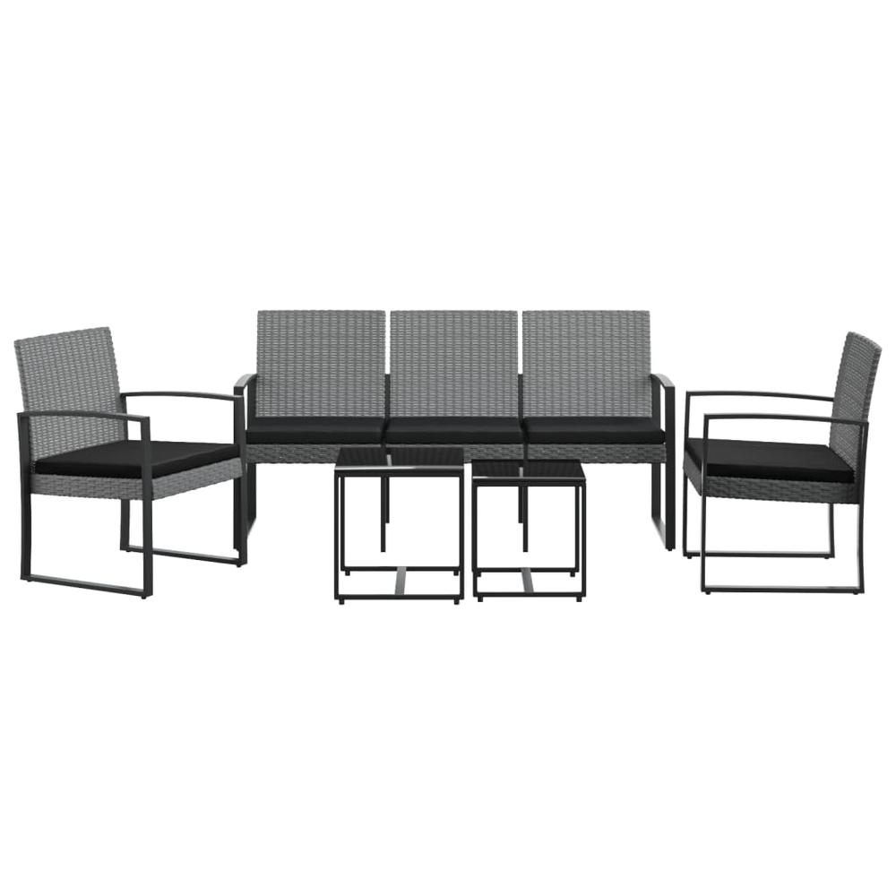 5 piece Patio Dining Set with Cushions Dark Gray PP Rattan. Picture 2