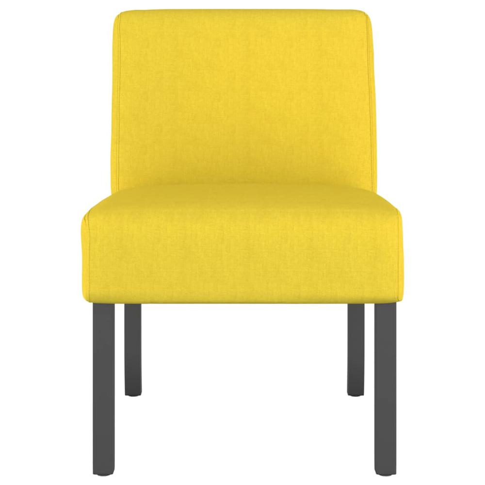 Slipper Chair Light Yellow Fabric. Picture 2