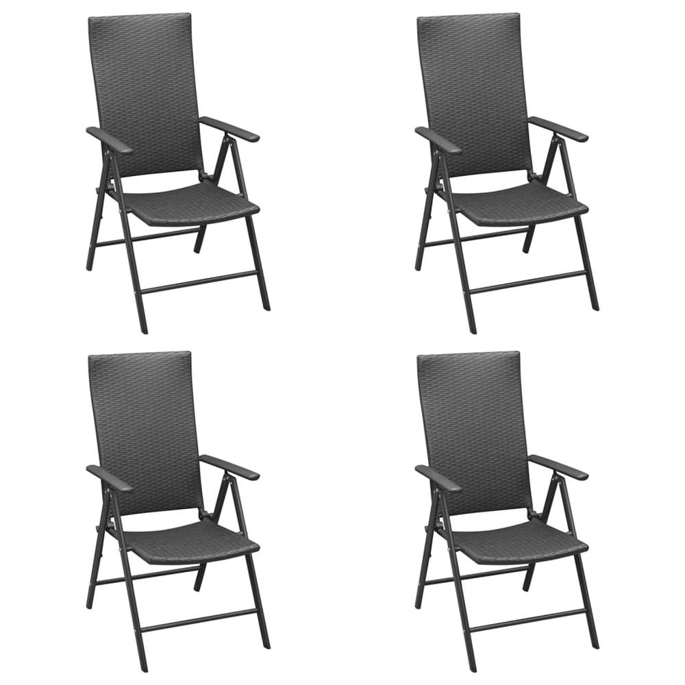 5 Piece Patio Dining Set Black Poly Rattan. Picture 3