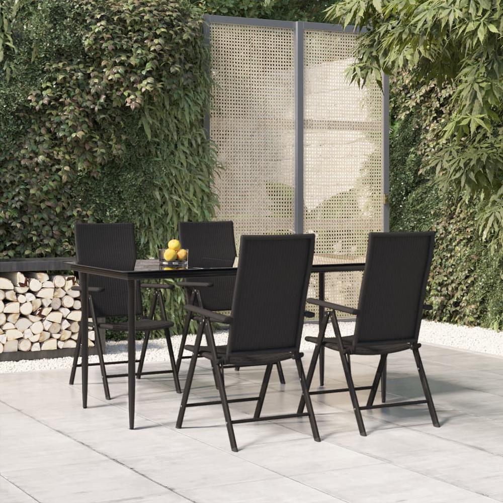 5 Piece Patio Dining Set Black Poly Rattan. Picture 11