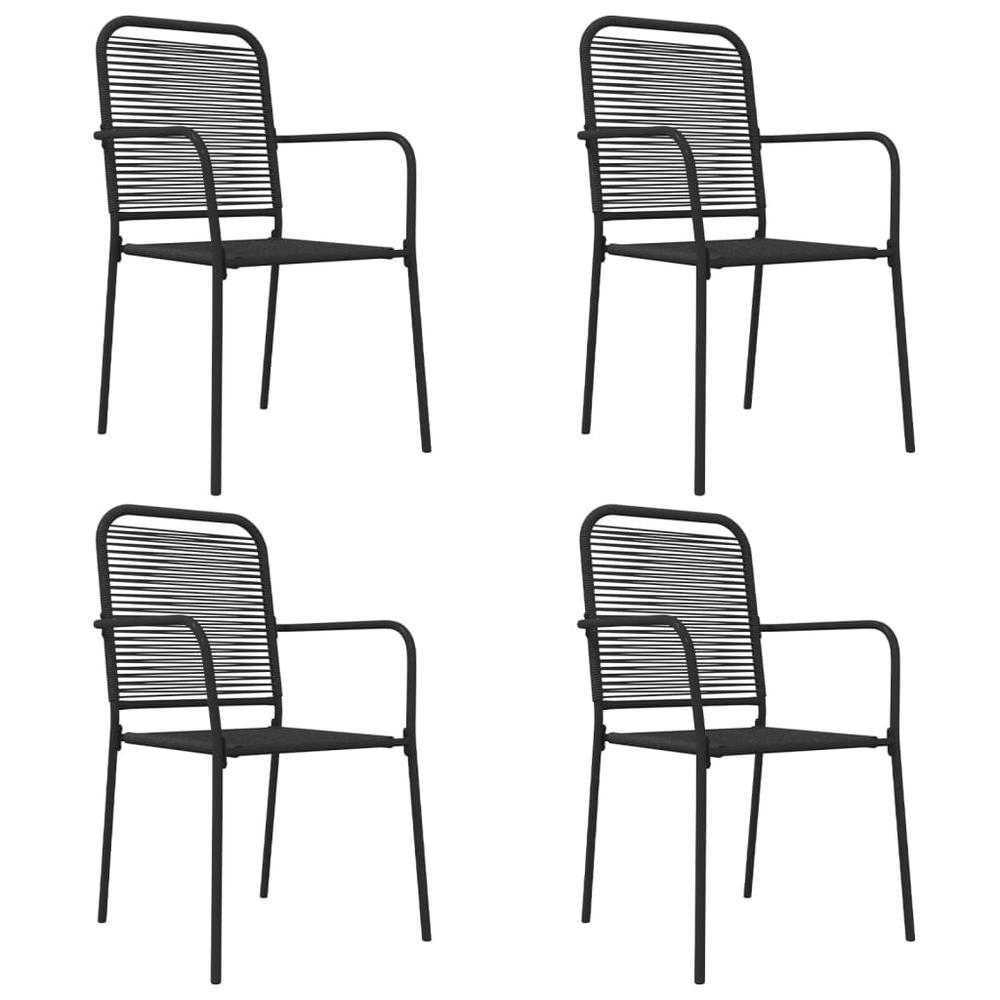 5 Piece Patio Dining Set Black Cotton Rope and Steel. Picture 3