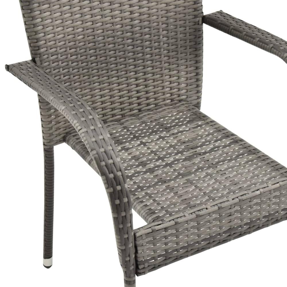 7 Piece Patio Dining Set Gray Poly Rattan. Picture 5