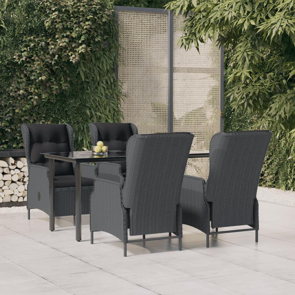 5 Piece Patio Dining Set Dark Gray Poly Rattan. Picture 12