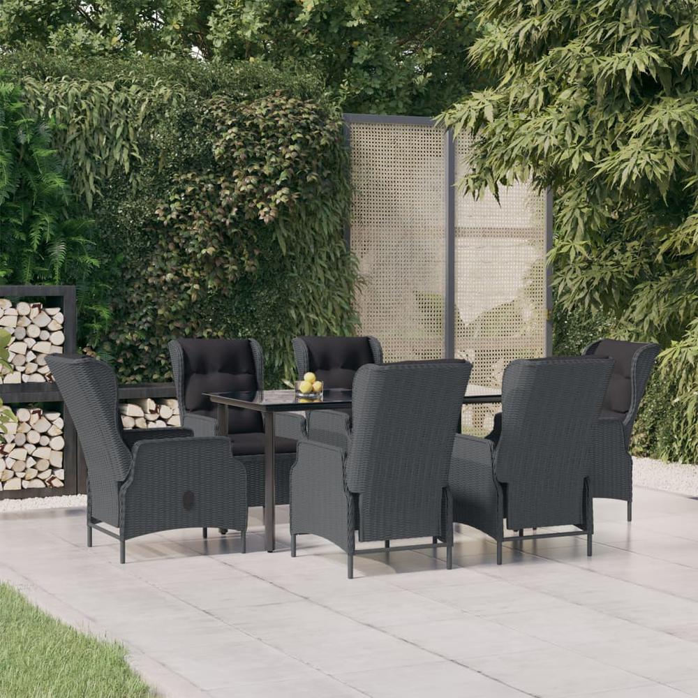 7 Piece Patio Dining Set Dark Gray Poly Rattan. Picture 12