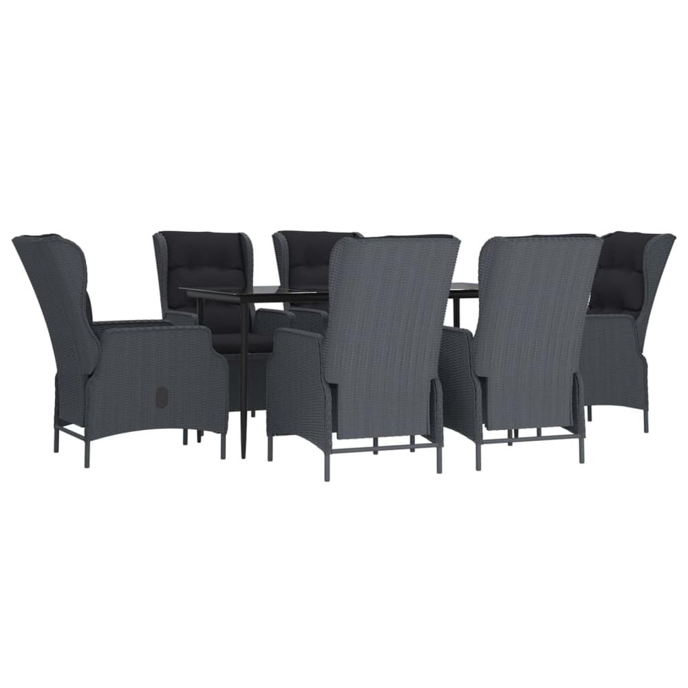 7 Piece Patio Dining Set Dark Gray Poly Rattan. Picture 2