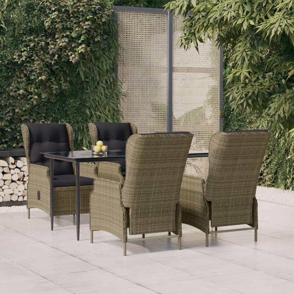 5 Piece Patio Dining Set Brown Poly Rattan. Picture 12